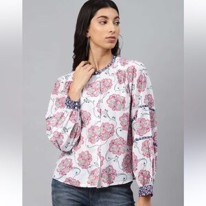 Per Una Marks and Spencer US10 Lightweight Cotton Floral Peasant Blouse